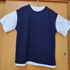 ikka M ネイビー/ホワイト バイカラーTシャツのサムネイル