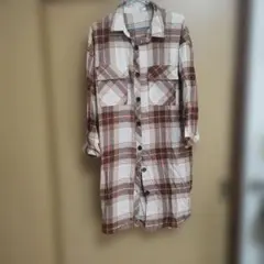 Lutique チェック柄 長袖シャツワンピース M