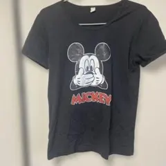 ミッキーマウス プリント Tシャツ 黒　S