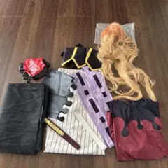 鬼滅の刃　コスプレ　ハロウィン　童磨　衣装　ウィッグ　纏めて　セット　XXL