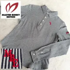 【マスターバニーエディション】人気ストライプ柄 長袖ゴルフポロシャツS