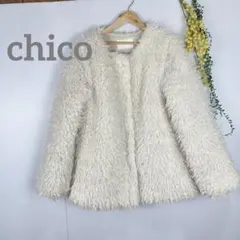 Chico フェイクムートンコート F 白 袖取り外し可プードル気分を味わえます