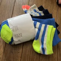 H&M 靴下7足パック　20cm-22cm キッズソックス　セット　ブルー系