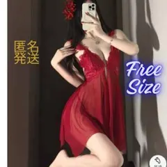 ベビードール セクシーランジェリー コスプレ フリーサイズ レース 赤 レッド