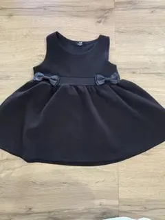 【美品】黒ワンピース ノースリーブ フォーマル 女の子 リボン 80