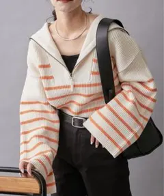 willow ボーダーセーラーZIPプルオーバー