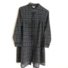 (新品) ivory beads 黒とグレーのチェック柄シャツワンピース