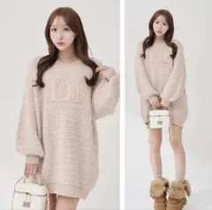 Darich DDロゴツイードニットプルオーバー　PNK