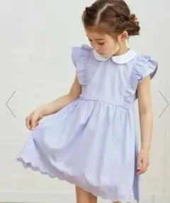 ワンピース オンワード フォーマル　110 お受験　衿つき　水色　エニィファム