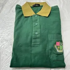 メンズポロシャツ 長袖 グリーン ELサイズ ワンポイント刺繍 胸ポケット
