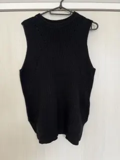 ニットベスト　ノースリーブニット　黒　M 綿50%