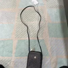 MURUA ブラックレザー スマホショルダーバッグ