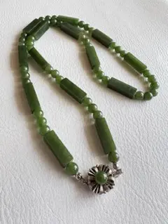 天然石のネックレス・翡翠・SILVER・ヴィンテージネックレス