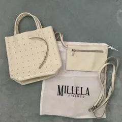 MILLELA FIRENZE ホワイトレザーショルダーバッグ