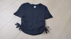 リブ編み 黒 Tシャツ 10Y　ダンス