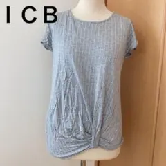 Tシャツ 半袖 カットソー ICB アイシービー グレー ① ストライプ　柔らかのサムネイル