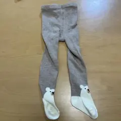 ホッキョクグマデザイン ベビータイツ ベージュ　85センチ