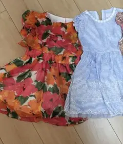 ChestyPetit　花柄ワンピース　ストライプワンピースセット100cmのサムネイル