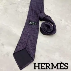 ✨良品✨ HERMES エルメス ネクタイ 総柄 パープル シルクのサムネイル