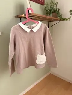 petit main 長袖カットソー 130 猫ポケット付き