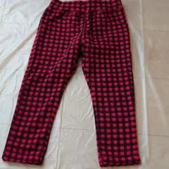 赤チェック　裏起毛パンツ　新品未使用　90