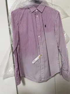 ポロ　ラルフローレン　ピンク　ストライプ　スリムフィットシャツ　長袖