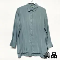 美品★プチオンフルールライトブルー ボタンアップシャツ9号のサムネイル