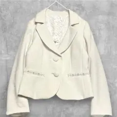 美品 Feroux フェルゥ ツイード ジャケット ペプラム レース YUのサムネイル