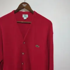 LACOSTE リブ編みカーディガン ベージュ/バーガンディ ※値下げ交渉可能 