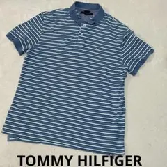 【TOMMY HILFIGER】ボーダーポロシャツ メンズ XLブルー系