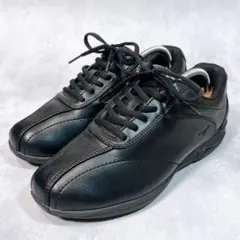 ☆美品☆【ミズノ】ウォーキングシューズ (24.5) サイドジップ　レザー　黒