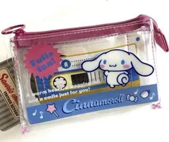 サンリオ　シナモロール カセットテープ柄 クリアポーチ　未使用