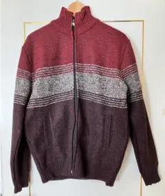 【North Field】紳士・裏ベロア ニット フルジップジャケット・L