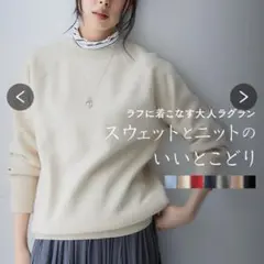 ニッセン　スウェットライクニット　オートミール杢　サイズL