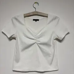 rienda ギャザーリブニットトップス