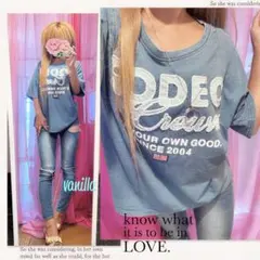 【RODEO CROWNS】カジュアル デニムロゴ ブリーチTシャツのサムネイル