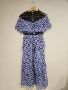 self-portrait ネイビー フリル ロングワンピース UK8 - メルカリ