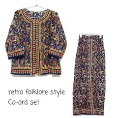 レトロ 民族 セットアップ 比翼 ネイビー オリエンタル