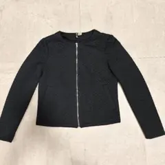 H&M ノーカラージャケット ブラック 秋服 ジップアップ US8
