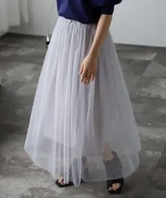 ◆最終SALE◆【新品】チュールロングスカート  LIGHT-GRAY