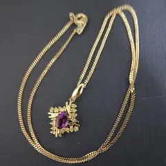 え*！様 遺品整理　刻印有りパープルクリスタルシルバーネックレス