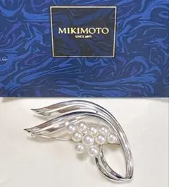 【希少✨】MIKIMOTO パール ブローチ 10珠 リーフ 本真珠 シルバーのサムネイル