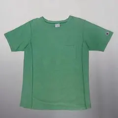 チャンピオン リバースウィーブ Tシャツ ポケT ウォッシュド緑 L