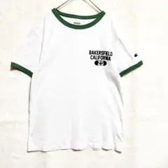 チャンピオン　トリコロールタグ カレッジプリント 半袖 リンガーTシャツ M