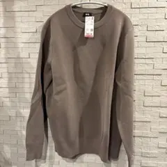 ユニクロ　ウォッシャブルストレッチミラノリブクルーネック　Beige Lサイズ