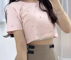 【Heather】♡ビジュークロップドTEE ピンク♡のサムネイル