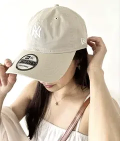 NEWERAキャップ 9TWENTYベージュ NYミニロゴ メンズ レディース