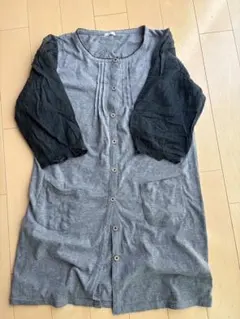 異素材切り替え 授乳服 カットソー 회색