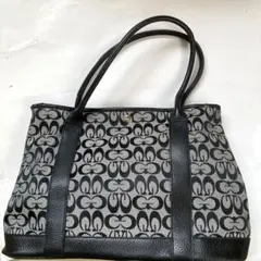 やや大きめバッグ 黒&グレー 約35×24×マチ15cm