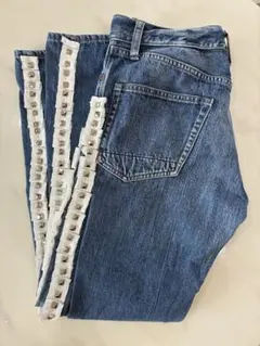美品・希少サイズ USUALIS ウザリス サイドチェッカー デニムパンツ 38 